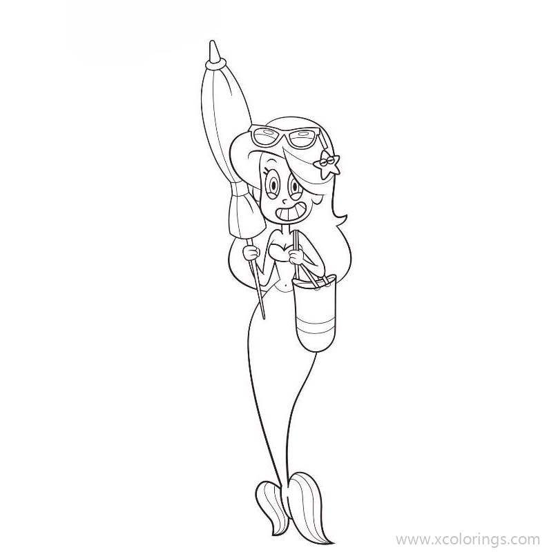 Zig And Sharko Coloring Pages Marina with Umbrella - XColorings.com