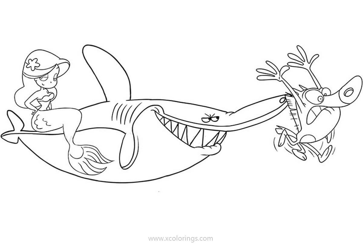 Free Zig And Sharko Coloring Pages Mermaid Sitting On The Shark printable