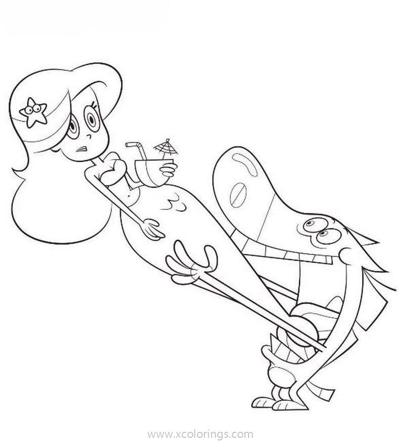 Zig And Sharko Coloring Pages Zig is Eating Marina - XColorings.com