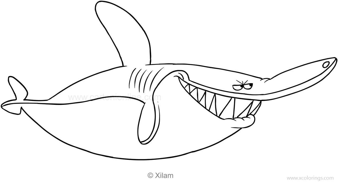 Zig and Sharko Coloring Pages Shark is Smiling - XColorings.com