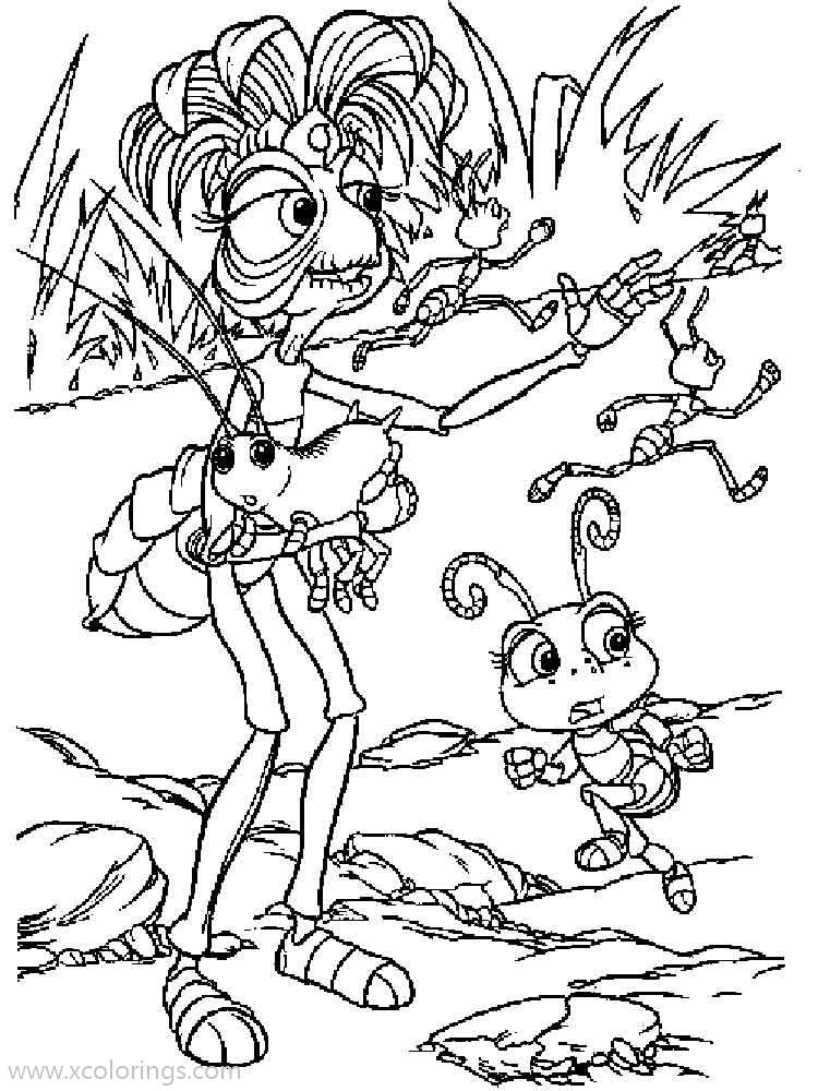 Free A Bugs Life Coloring Pages Bugs Are Running printable