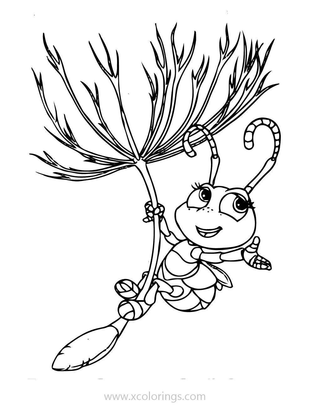 Free A Bugs Life Coloring Pages Dot is Flying printable