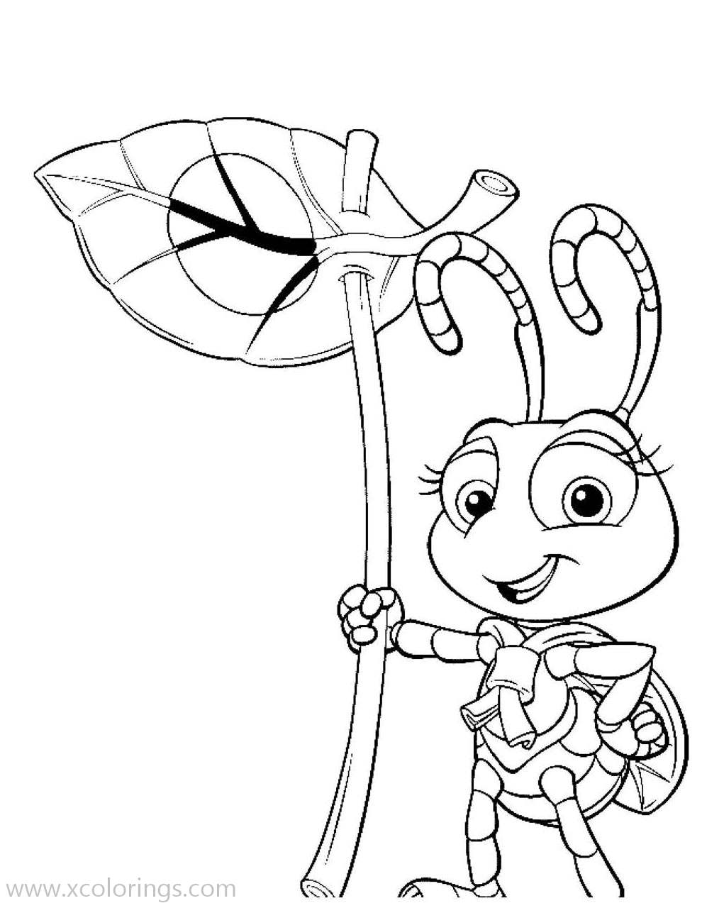 Free A Bugs Life Coloring Pages Dot with a Flag printable