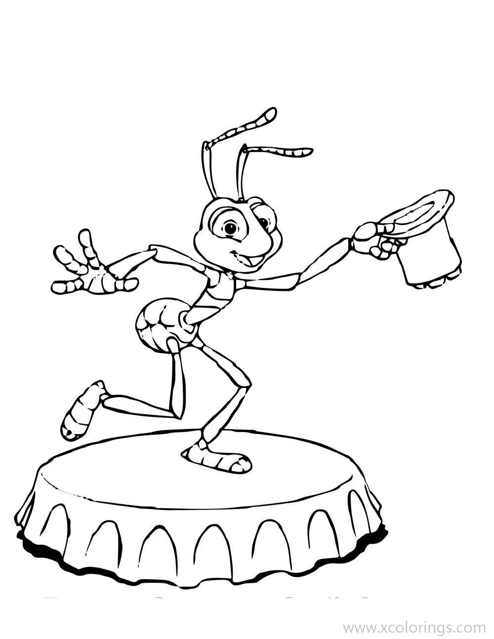 Free A Bugs Life Coloring Pages Flik Dancing With A Hat printable