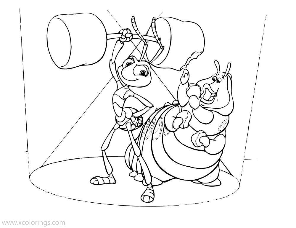 Free A Bugs Life Coloring Pages Flik and Heimlich printable