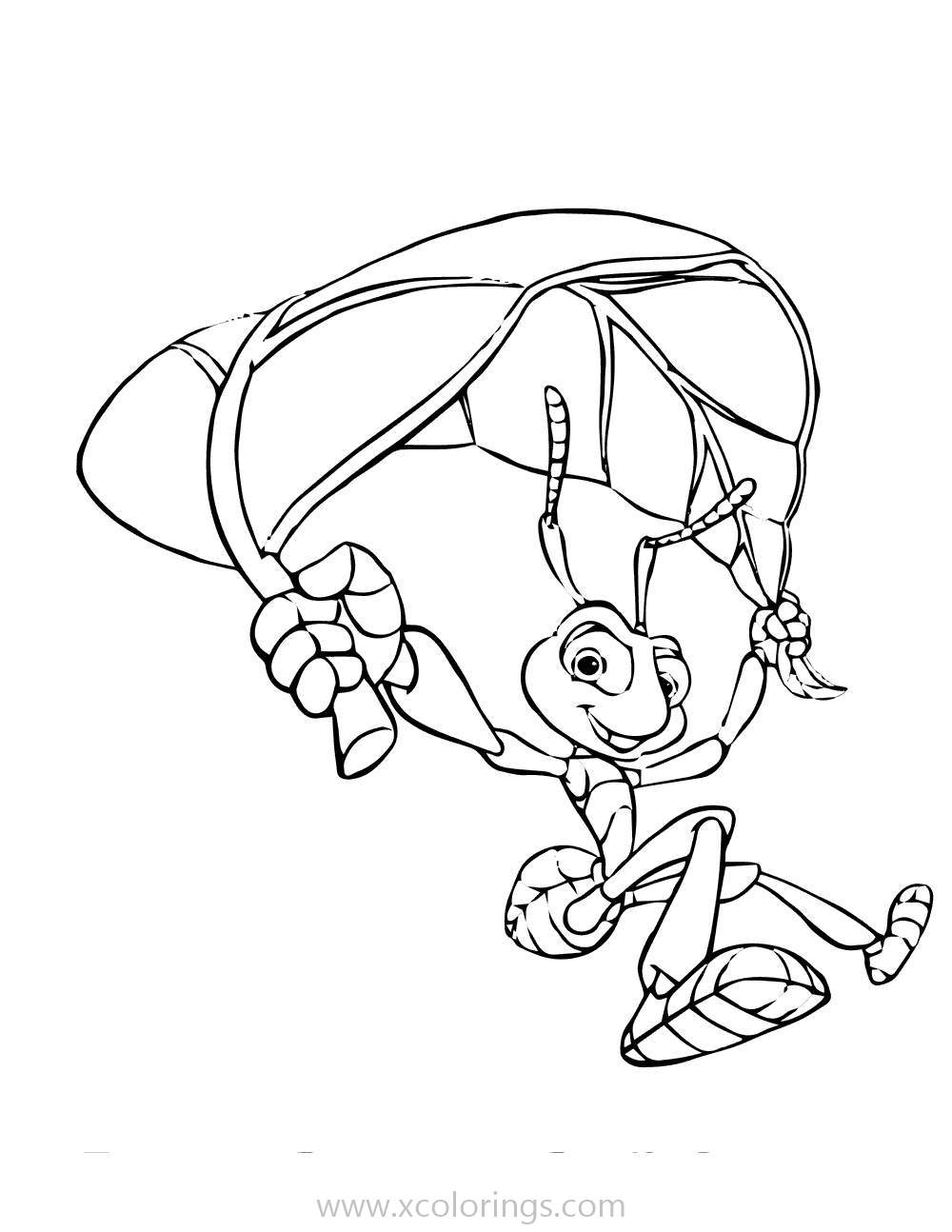 Free A Bugs Life Coloring Pages Flik is Flying printable