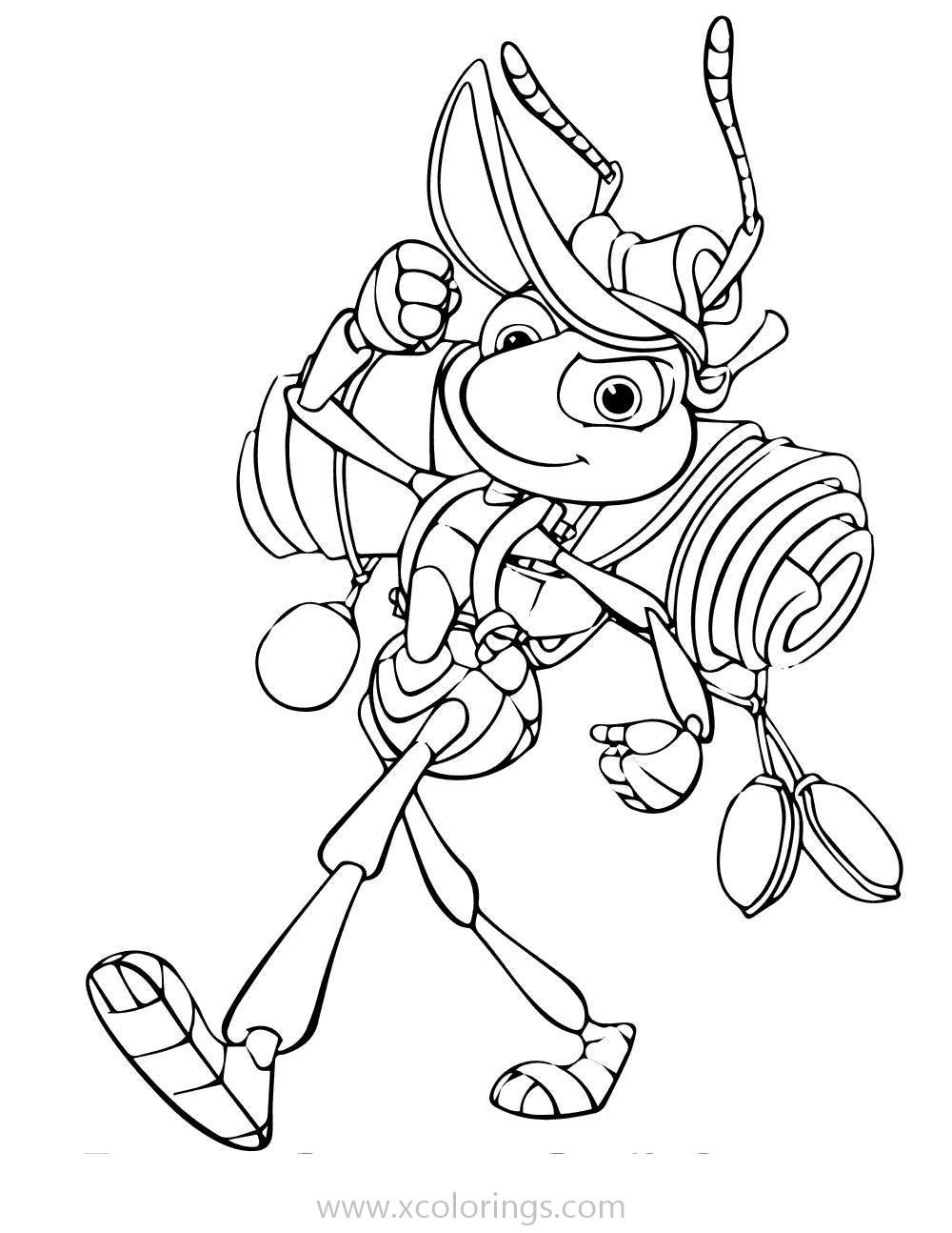 Free A Bugs Life Coloring Pages Flik is Travelling printable