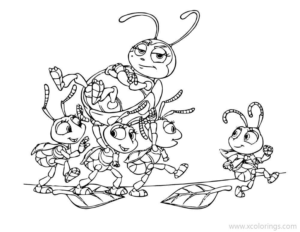 Free A Bugs Life Coloring Pages Francis and Ants printable