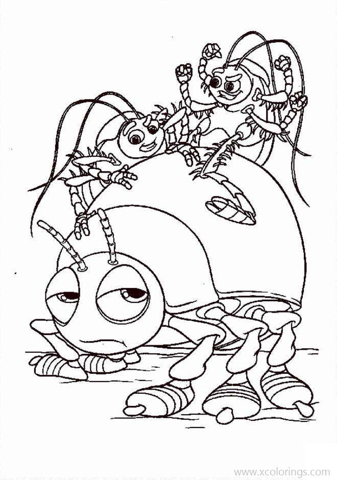 Free A Bugs Life Coloring Pages Francis is Under Attack printable