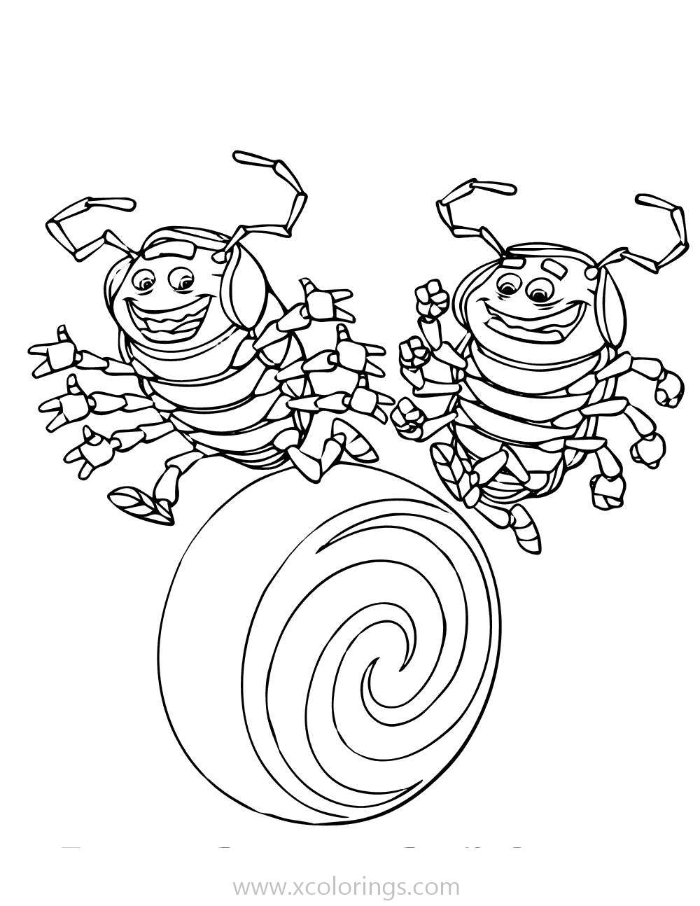 Free A Bugs Life Coloring Pages Tuck And Roll printable