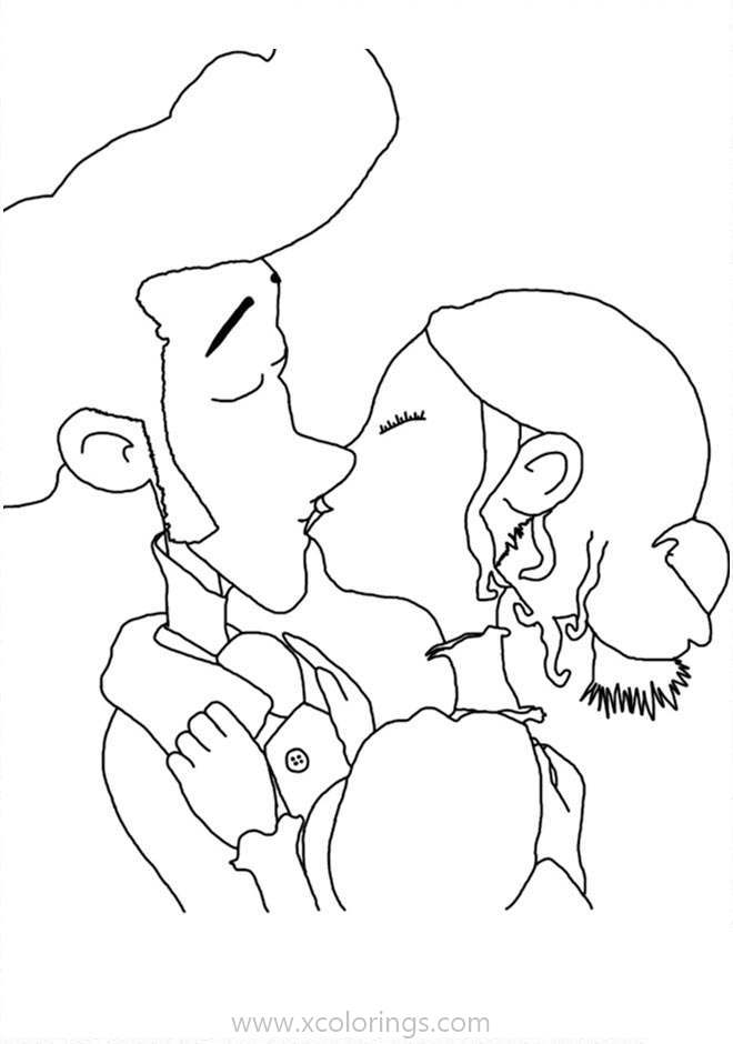 Free A Monster in Paris Coloring Pages Lucille Kissing Raoul printable