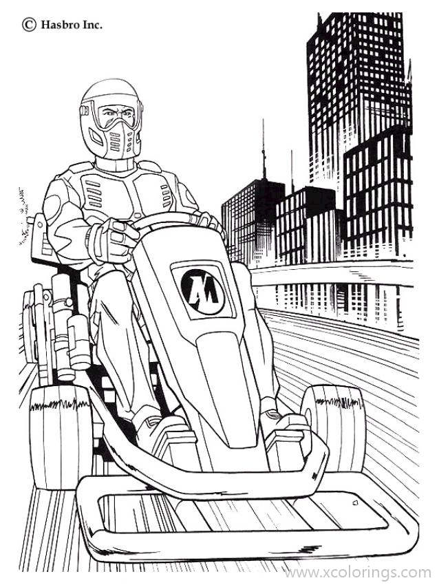 Free Action Man Coloring Pages Driving ATOM Street Bike printable