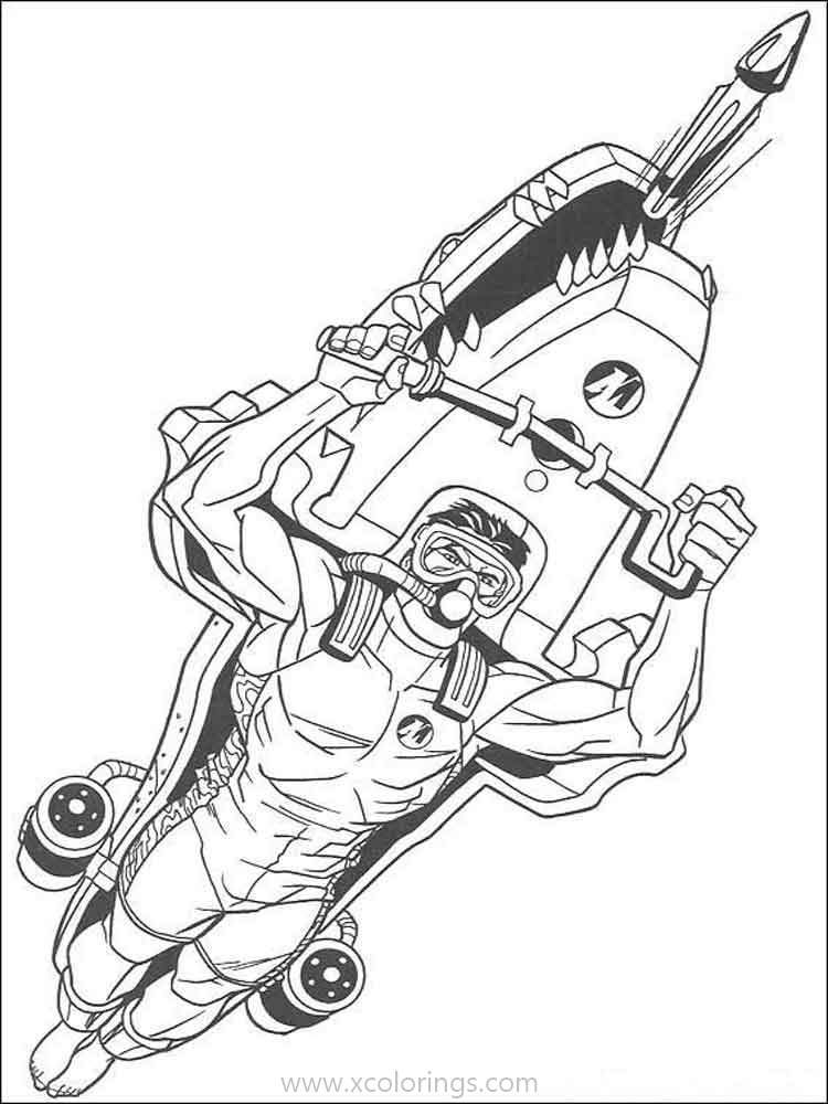 Free Action Man Coloring Pages Fighting Under Water printable