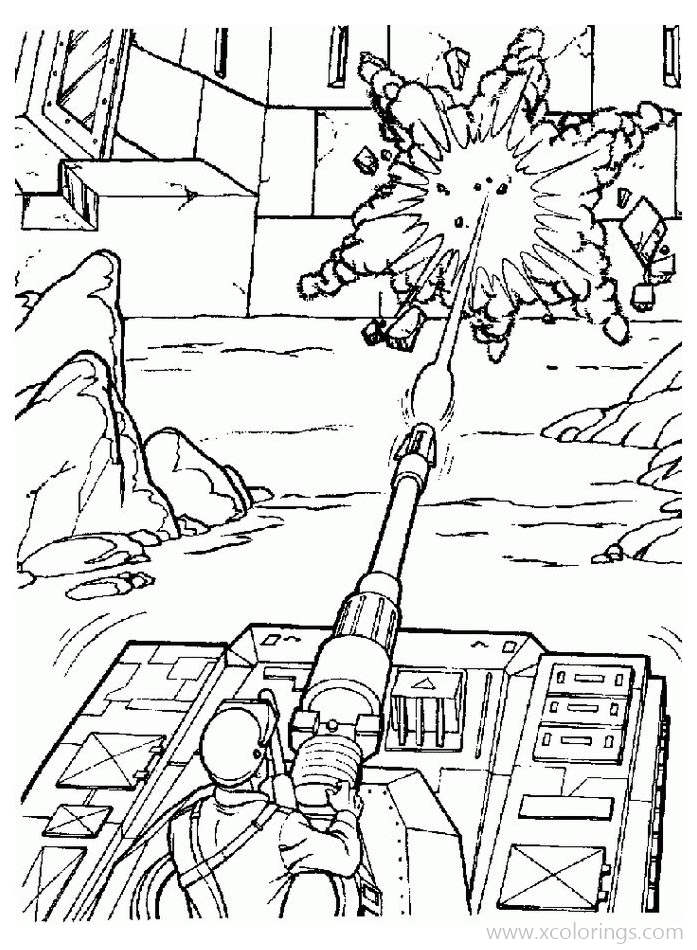 Free Action Man Coloring Pages The Building is Destroyed printable