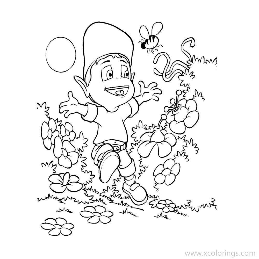 Free Adiboo Coloring Pages Bee and Flowers printable