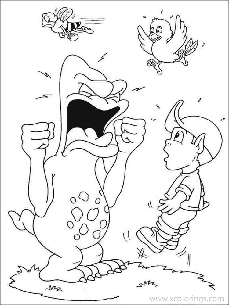 Free Adiboo Coloring Pages Dinosaur is Angry printable