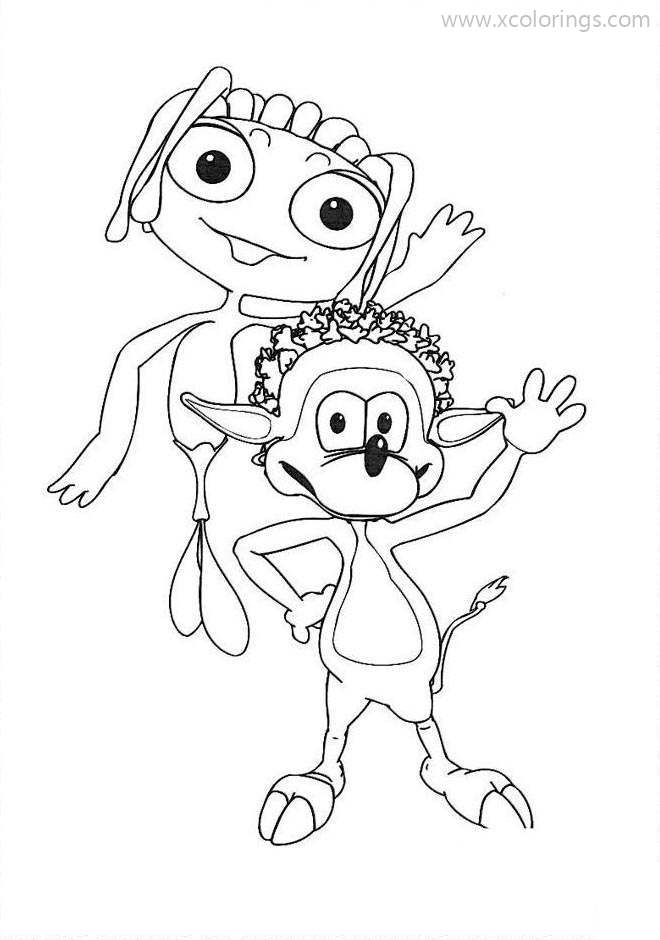 Free Adiboo Coloring Pages Dog and Elf printable