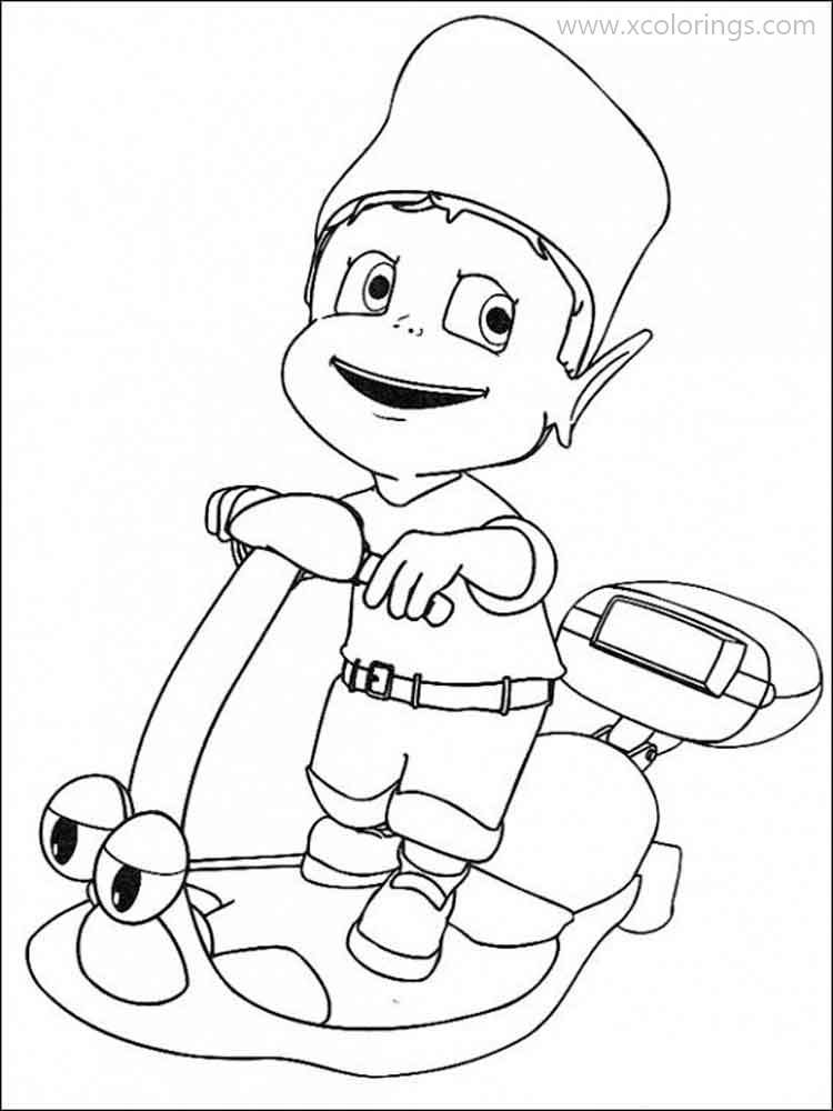 Free Adiboo Coloring Pages Driving A Scooter printable