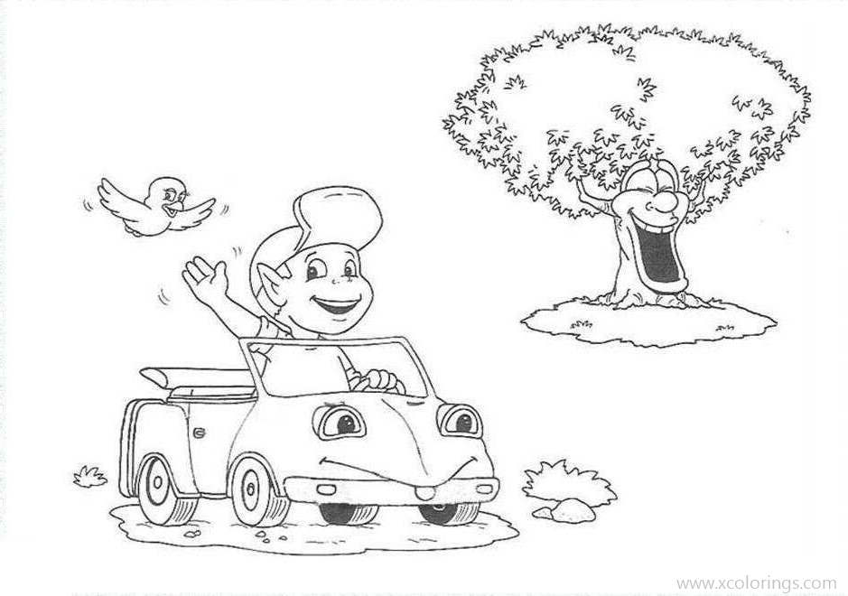 Free Adiboo Coloring Pages Driving a car printable