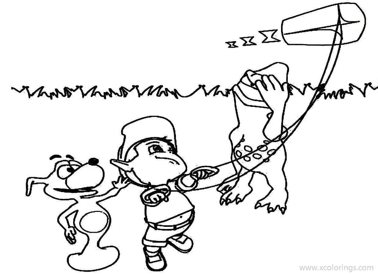 Free Adiboo Coloring Pages Flying a Kite printable