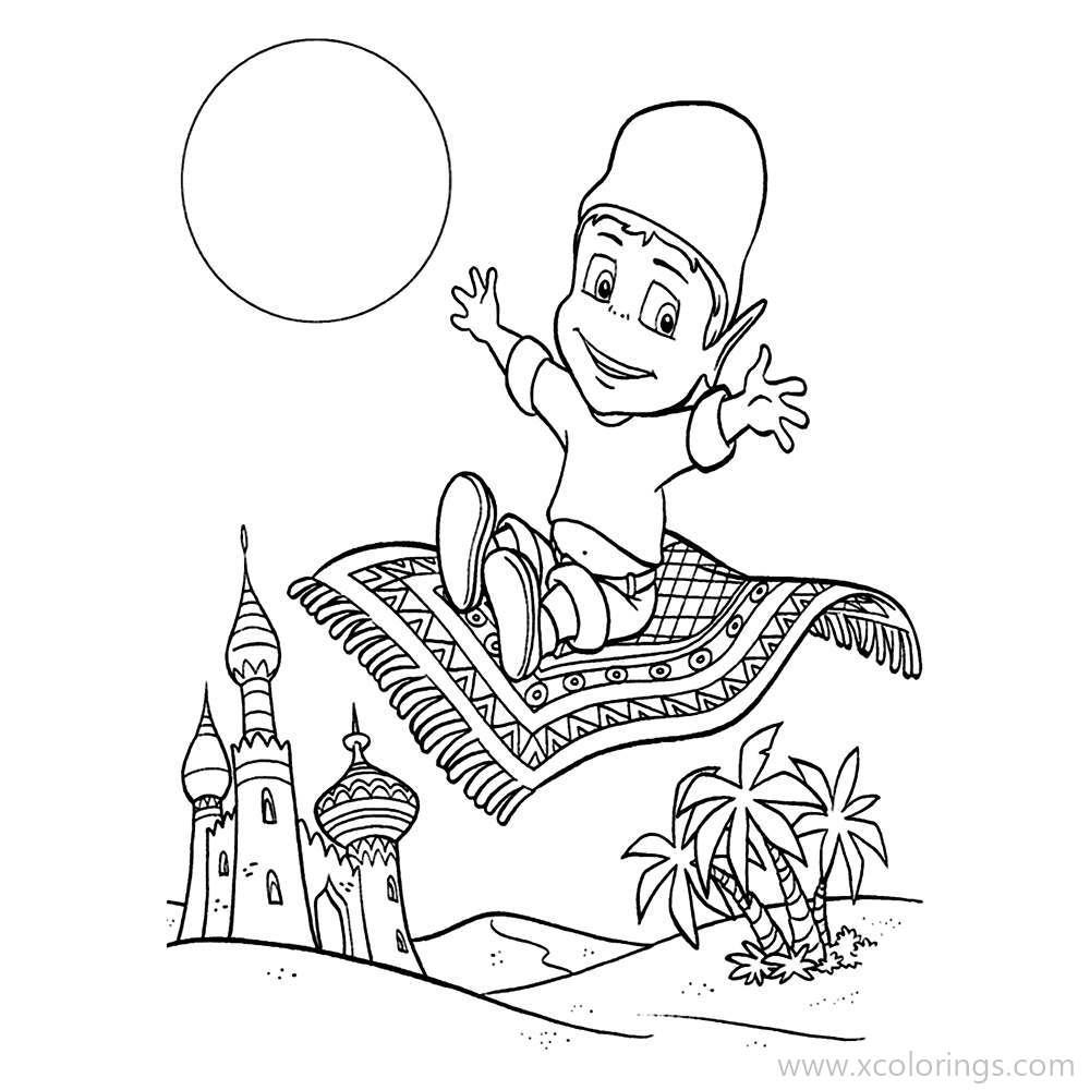 Free Adiboo Coloring Pages Flying with a Blanket printable