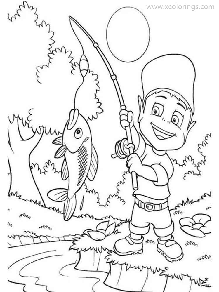 Free Adiboo Coloring Pages He is Fishing printable