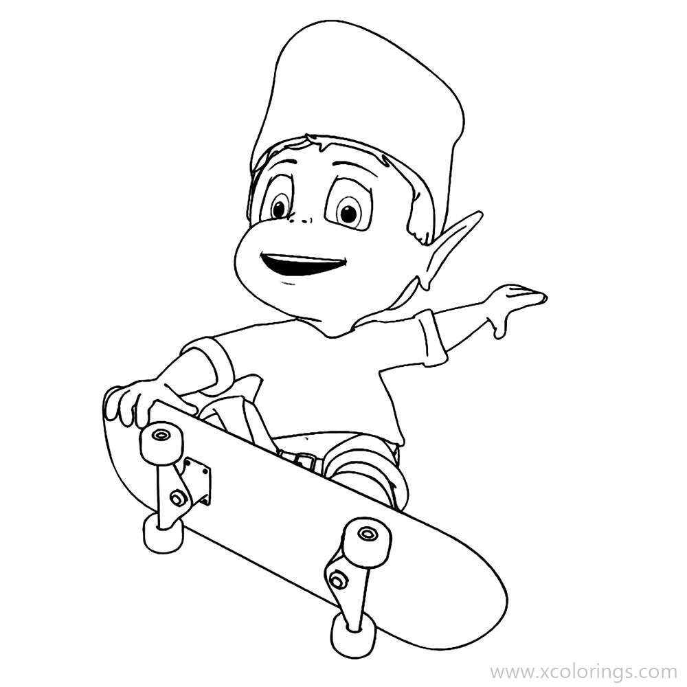 Free Adiboo Coloring Pages Playing Skateboard printable