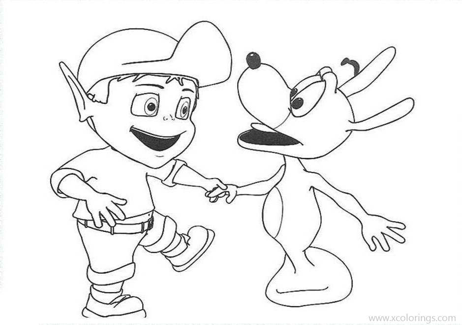 Free Adiboo Coloring Pages Shakes Hand with Dog printable