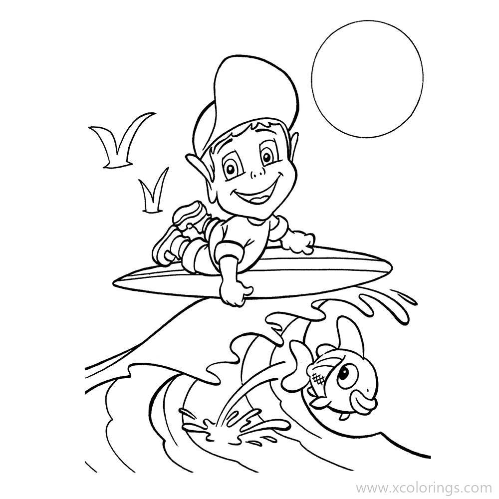 Free Adiboo Coloring Pages Surfing on the Sea printable