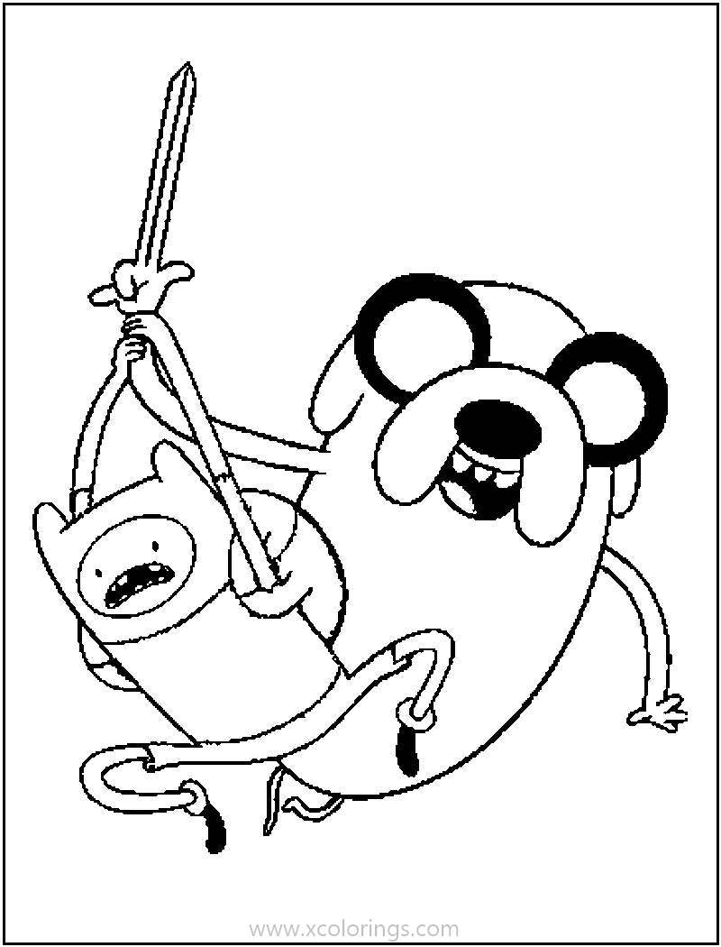 Free Adventure Time Coloring Pages Finn Fighting with A Sword printable