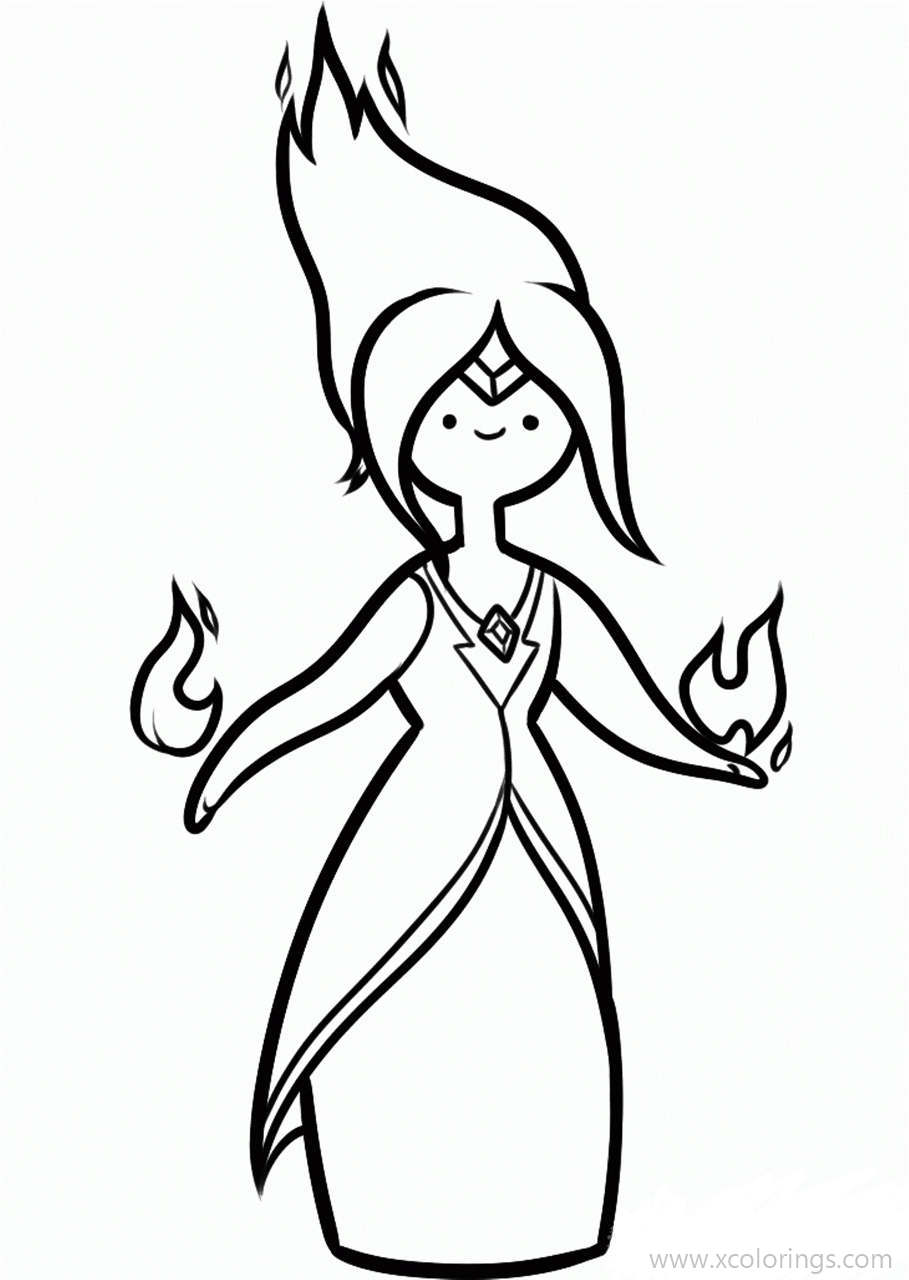 Free Adventure Time Coloring Pages Flame Princess with Fire printable