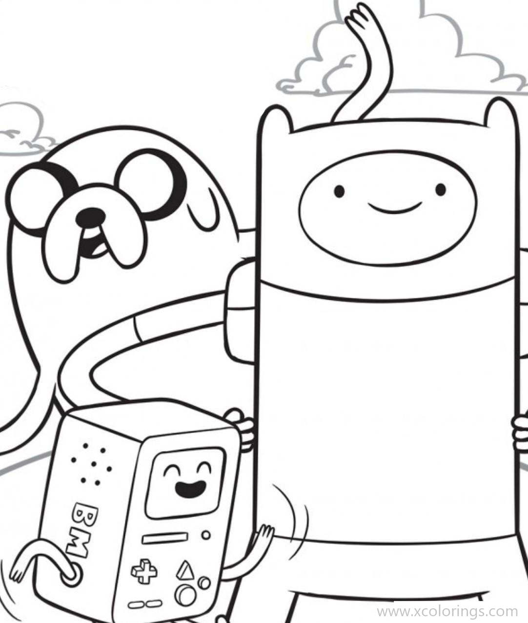 Free Adventure Time Coloring Pages Jake Finn and BMO printable