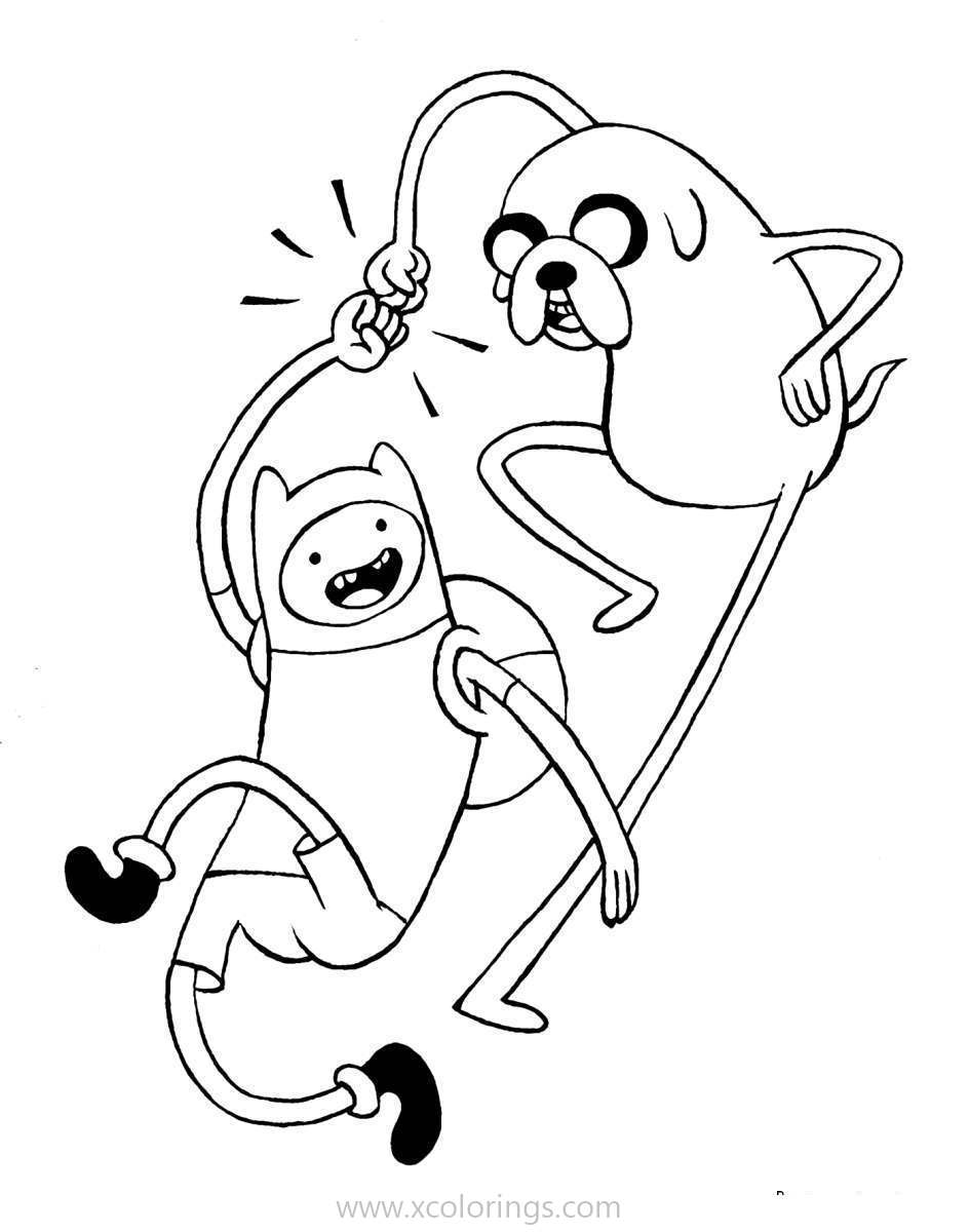 Free Adventure Time Coloring Pages Jake Playing with Finn printable