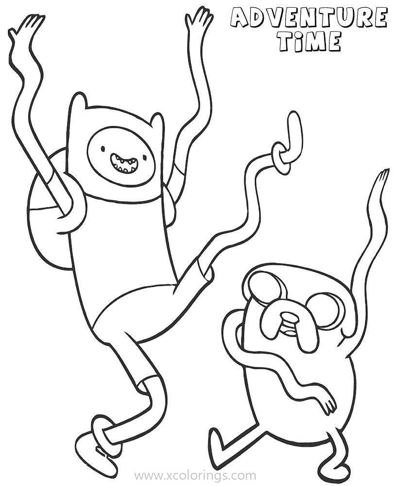 Free Adventure Time Coloring Pages Jake and Finn Are Dancing printable