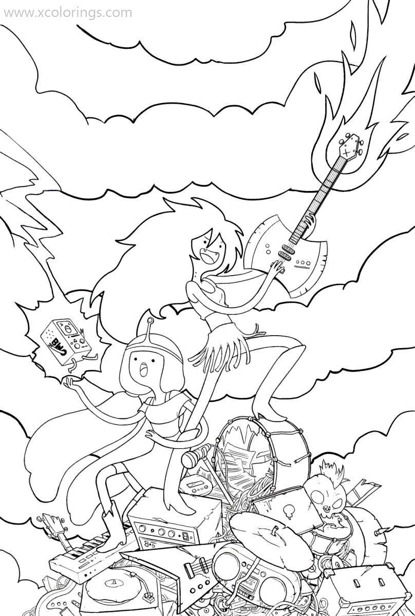 Free Adventure Time Coloring Pages Marceline and Princess Bubblegum Fighting printable