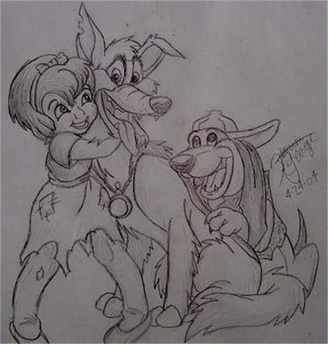 Free All Dogs go to Heaven Coloring Pages Charlie with Anne and printable