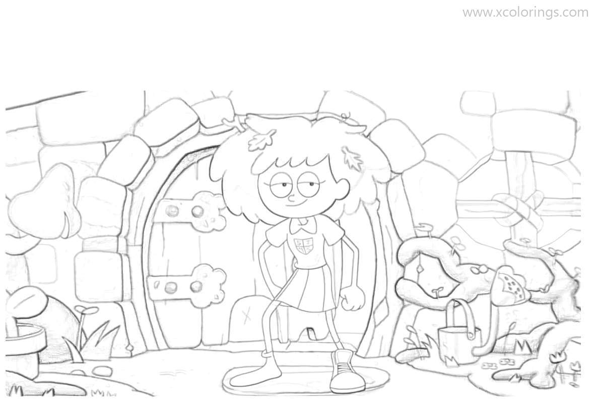 Free Amphibia Coloring Pages Anne In Front of the Door printable