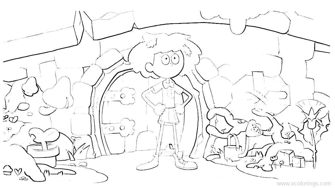 Free Amphibia Coloring Pages Anne and Her House printable