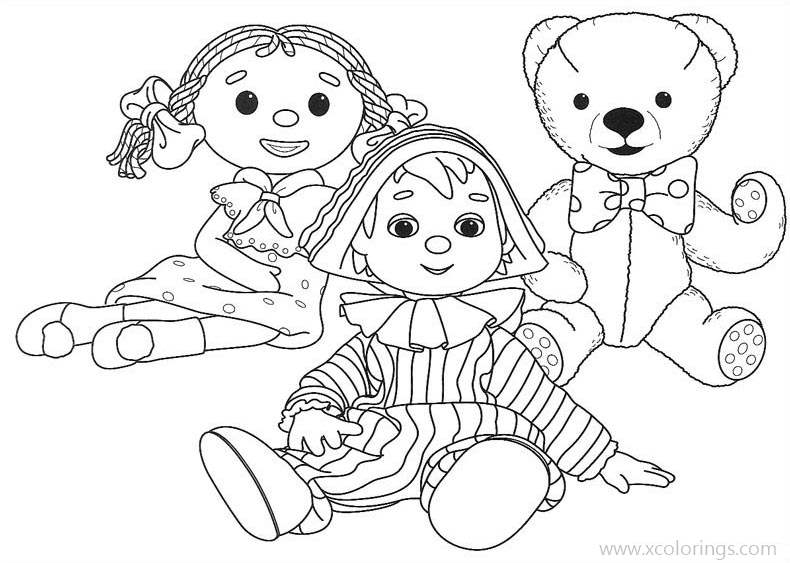 Free Andy Pandy Coloring Pages Andy Looby and Teddy printable