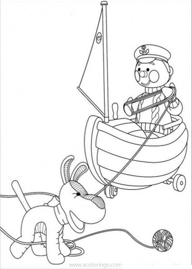 Free Andy Pandy Coloring Pages Dog Tiffo Playing Ball of Yarn printable