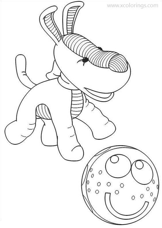Free Andy Pandy Coloring Pages Dog and Ball printable