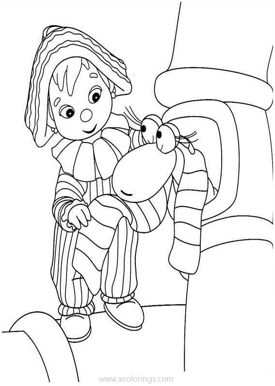 Free Andy Pandy Coloring Pages Help Snake with a Scarf printable