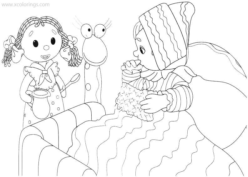 Free Andy Pandy Coloring Pages Looby Loo and Snake Visit Andy printable
