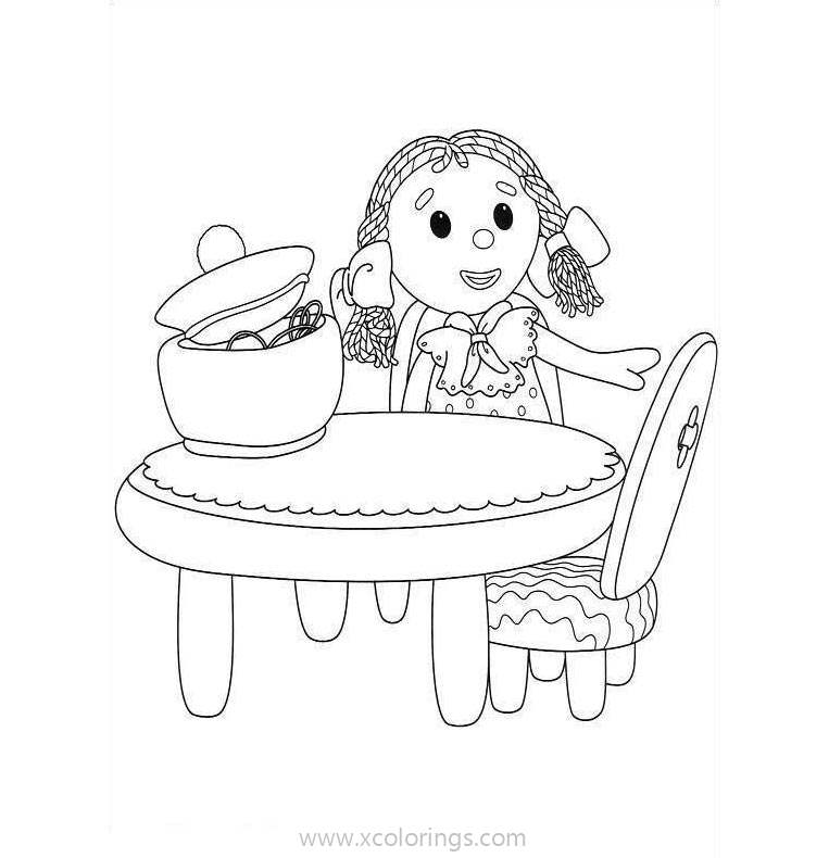 Free Andy Pandy Coloring Pages Looby Loo by the Table printable