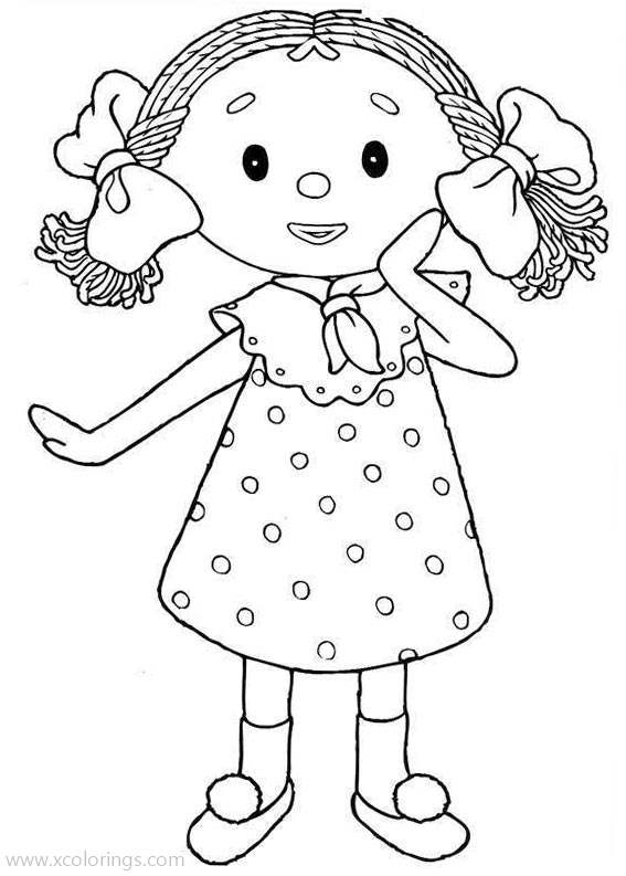 Free Andy Pandy Coloring Pages Looby Loo the Girl printable