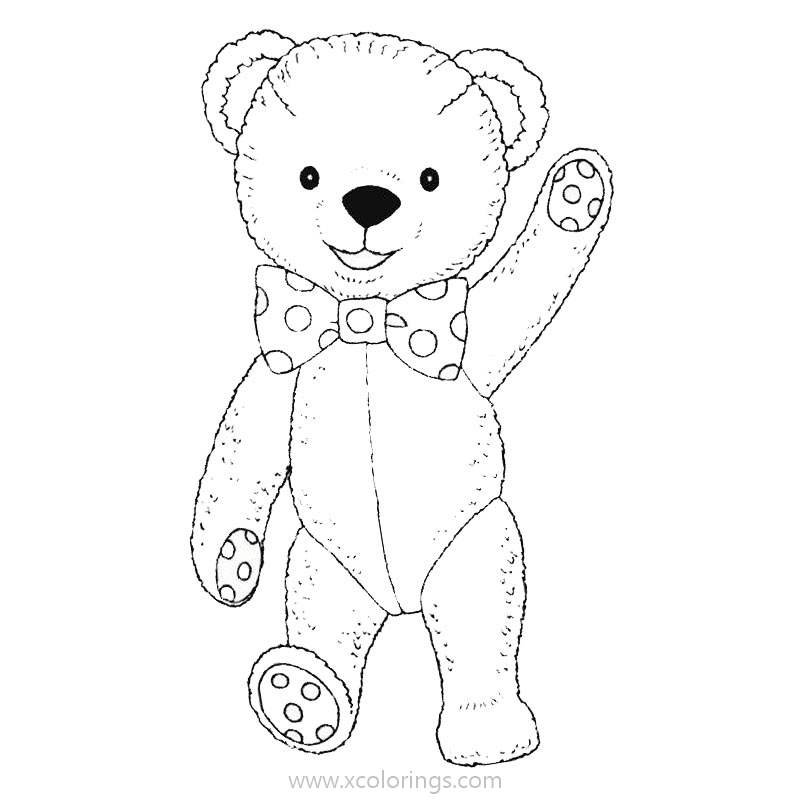 Free Andy Pandy Coloring Pages Teddy Waving His Hand printable