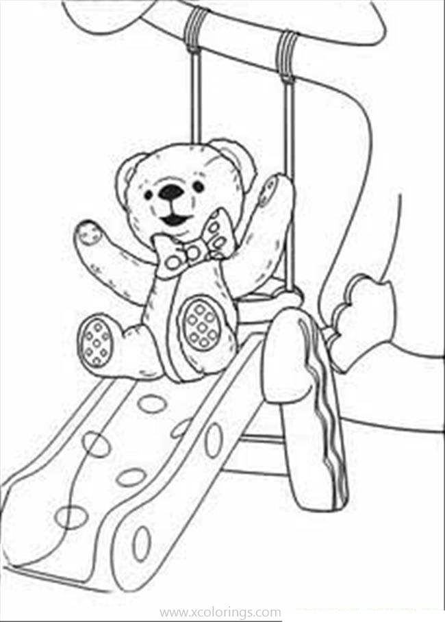 Free Andy Pandy Coloring Pages Teddy is Playing Slide printable