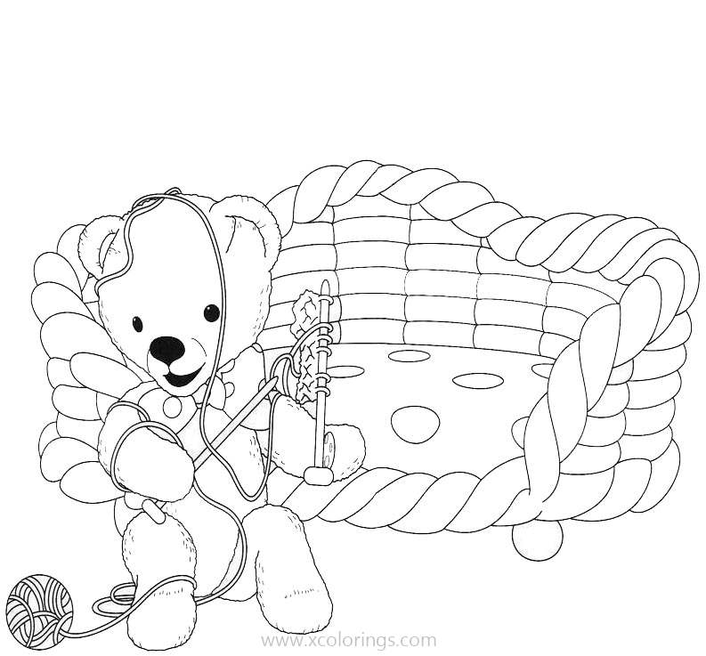 Free Andy Pandy Coloring Pages Teddy is Weaving printable