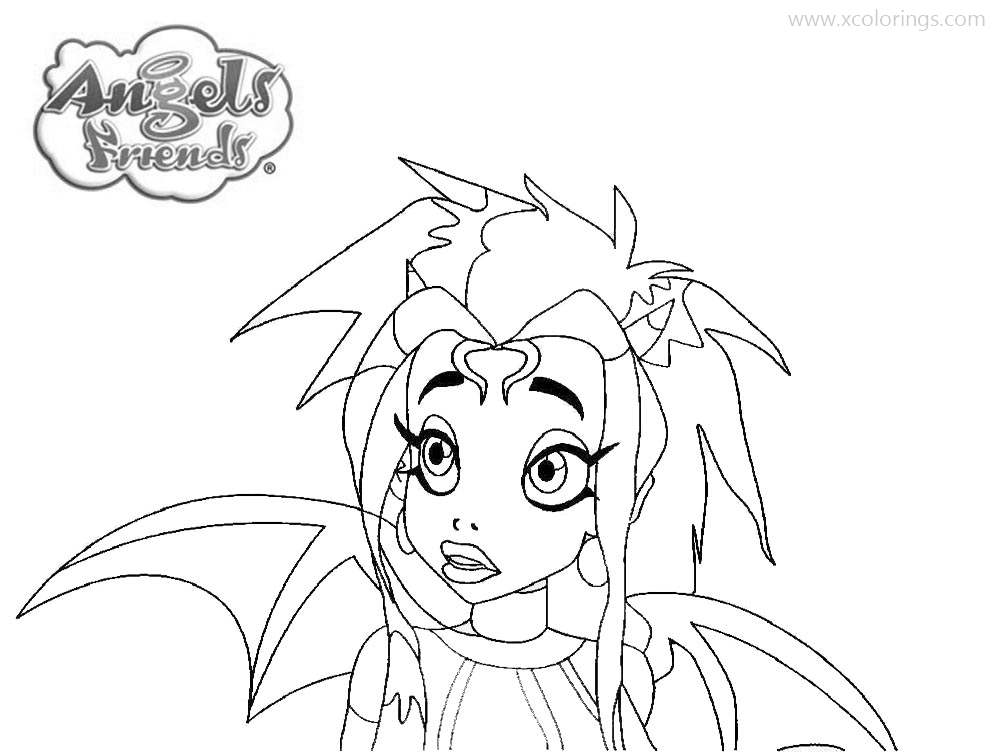 Free Angel's Friends Coloring Pages Bat Girl was Surprised printable