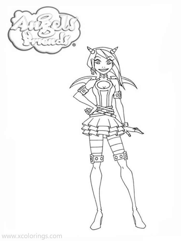 Free Angel's Friends Coloring Pages Girl with Bat Wings printable